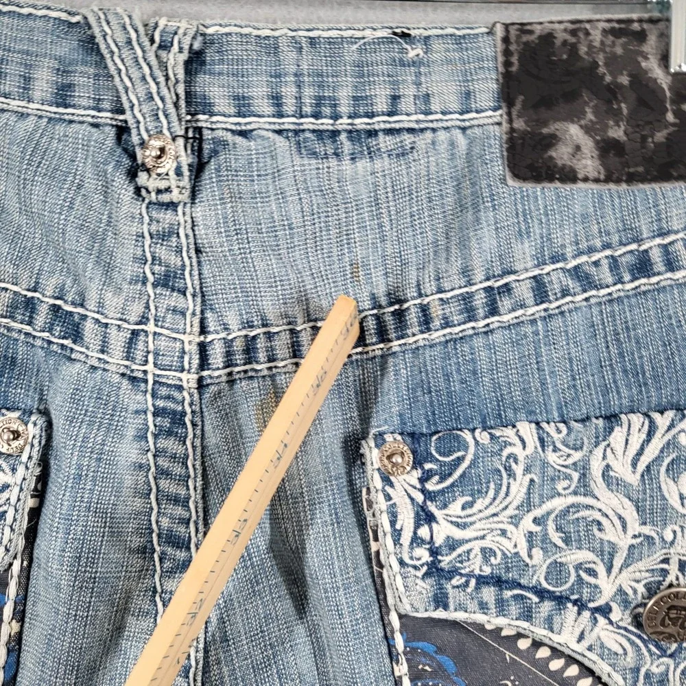 Delf Shorts Men's 38 Blue Denim‎ Cargo Embellished Pockets Casual Baggy Y2K